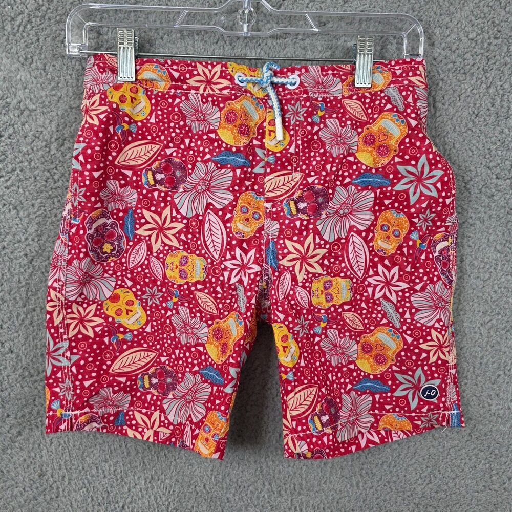 johnnie-O Boy's Eden Swim Trunks Lightweight 7” Red Drawstring Sz 12 - Picture 1 of 13